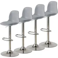 Sonstiges Barhocker-Set 4 Stück Grau höhenverstellbar drehbar mit Rückenlehne und Fußstütze