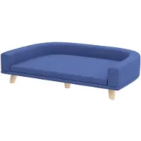 PawHut Hundesofa Hundecouch mit Holzbeine Abwaschbares Hundebett Blau