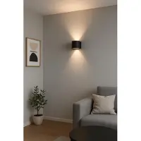 Braytron LED Wandleuchte Schwarz Rund up&down Außenwandleuchte Wandlampe IP20 8W Warmweiß