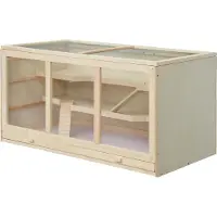 PawHut Hamsterkäfig Nagerkäfig Kleintierstall aus Holz Kleintierkäfig Naturholz