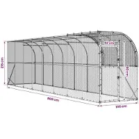 vidaXL Hühnerstall gegen die Wand Silber 800 x 100 x 215 cm