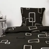 Benza Ibenzoa 4-teiliges Bettwäsche-Set aus 100% Baumwolle – 2x135×200 cm Deckenbezüge, 2x80×80 cm Kissenbezüge, Reißverschluss, Anthrazit mit Ornamenten, für alle Jahreszeiten,