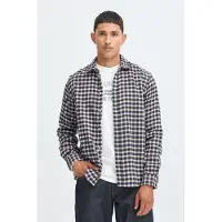 Blend Langarmhemd "BHCALLI SHIRT", Herren, Gr. L, N-Gr, blau (salute), Web, Obermaterial: 100% Baumwolle, kariert, regular fit normal, 1-Knopf-Manschette, Hemden Langarmhemd, Baumwolle, regular fit