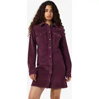 Noisy May Cordkleid "NMCORD NEW SIGNE L/S DRESS NOOS", Damen, Gr. L, N-Gr, lila (fig), Cord, Obermaterial: 98% Baumwolle, 2% Elasthan, unifarben, kurz, Kleider Cordkleid, Baumwollmischung