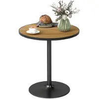 HOMCOM Esstisch, Runder Küchentisch, Moderner Esszimmertisch mit Holzoptikplatte