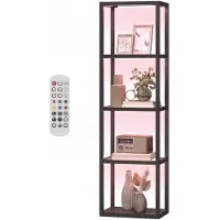 HOMCOM RGB Stehlampe mit Glasregalen, 4-Ebenen-LED-Stehleuchte mit Fernbedienung