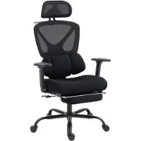 HOMCOM Ergonomischer Bürostuhl mit Lendenstütze, verstellbare Kopfstütz