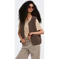 ONLY Plüschweste "ONLBABY TEDDY ZIP VEST PNT", Damen, Gr. L, braun (chocolate martini), Plüsch, Obermaterial: 100% Polyester, unifarben, normal, Rundhals, Westen Plüschweste, Kunstfaser