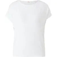 s.Oliver T-Shirt , Damen, Gr. 38, weiß, Jersey, Obermaterial: 95% Viskose, 5% Elasthan, unifarben, regular fit taillenbedeckt, Rundhals, Shirts T-Shirt, mit Markenlabel, Topseller