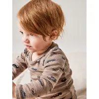 Name it Langarmbody "NBMWANG WOOL RIB LS BODY AOP NOOS" aus reiner Merinowolle, weich und wärmend
