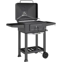 Outsunny Holzkohlegrill BBQ Smoker mit Deckel höhenverstellbar Kohlepfanne