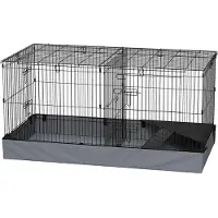 PawHut Small Animal Cage Stahl Oxfordstoff Schwarz 121L x 61B x 61H cm