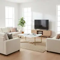 Merkloos Weiße Imitationsmarmor-Couchtisch mit goldenem Rahmen