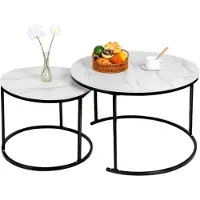Merkloos Set von 2 Runden Couchtischen für Wohnzimmer und Schlafzimmer