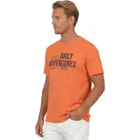 Camel active T-Shirt , Herren, Gr. M, orange (burned orange), Jersey, Obermaterial: 100% Baumwolle, bedruckt, normal hüftbedeckend, Rundhals, Shirts T-Shirt, mit Print