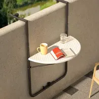 Merkloos Faltbarer Outdoor-Couchtisch mit Poly-Rattan in stilvollem Weiß