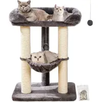 Merkloos Katzenbaum mit Hängematte und Kratzbaum - 71 cm, Grau