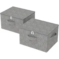Merkloos Set von 2 Faltbaren Aufbewahrungsboxen mit Deckel, 50 x 40 x 30 cm
