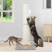 Merkloos Verstellbarer Kratzbaum für Katzen - 2-in-1 Design mit interaktivem Spielzeug (90 cm & 50 cm)