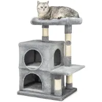 Merkloos Kratzbaum für Katzen mit Spielturm und Plüschball 80 cm Hellgrau