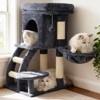 Merkloos Kratzbaum für Katzen mit Hängematte und Kletterleiter