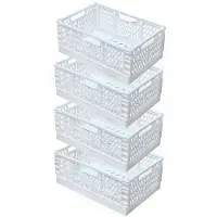 Merkloos Set aus 4 faltbaren Kunststoff-Aufbewahrungsboxen - Weiß