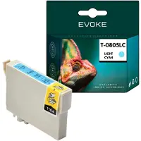 Evoke kompatible Tinte für Epson C13T08054010 T0805 Hellcyan 14 ml 470 Seiten Stylus Photo P50 PX650 660 700W 710W 720WD 730WD 800FW 810FW 820FWD 830FWD; R265 285 360; RX560 585 685