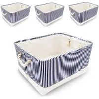 Merkloos Set von 4 Aufbewahrungsboxen mit blauen Streifen