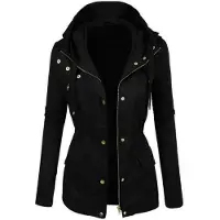 Merkloos Damenparka leichte Sommerjacke - Outdoorjacke mit Kapuze - Durchgehender Reißverschluss - 100% Baumwolle - Bequem und Stilvoll - Damenjacke