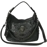Merkloos Große Gothic-Handtasche mit Skull-Kette