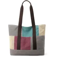 Merkloos Vintage Canvas Handtasche mit geometrischem Muster und großer Kapazität
