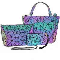 Merkloos Geometrisches Luminous Handtaschen-Set für Frauen - Holografisch Reflektierend