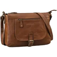Merkloos Vintage Leder Schultertasche für Damen mit Reißverschluss