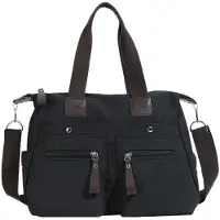 Merkloos Casual Canvas Schultertasche für Frauen, Schwarz