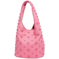 Merkloos Damen Kunstleder Handtasche mit Nieten, Stilvolle Schultertasche