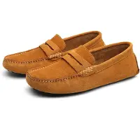 Merkloos Wildleder Penny Loafers für Herren, Casual Mokassinschuhe