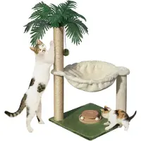 Merkloos Katzenbaum 70 cm mit Hängematte - Holzspielhaus für Kätzchen und erwachsene Katzen