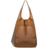 Merkloos Große Damen Schultertasche aus weichem Leder