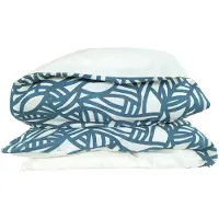 Merkloos Bettbezug 300 x 240 cm aus gewaschenem Baumwolle Blau/Beige