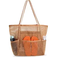 Benza Ibenzoa Geräumige, faltbare Strandtasche 34 x 38 x 16 cm – reißfestes Mesh-Canvas, mit Reißverschluss & Innenfach, als Shopper/Badetasche