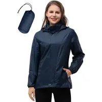 Merkloos Damen wasserdichte faltbare Regenjacke für draußen
