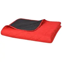 vidaXL Gesteppte Wende-Tagesdecke Rot and Schwarz 230x260 cm