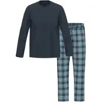 Ammann Pyjama "Herren Langarm Shirt, Lange Twillhose Night & Relax", Herren, Gr. M, blau (dunkelblau), Homewear-Sets Pyjama