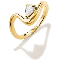 Thomas Sabo Fingerring "Fluid Elegance Ring mit Zirkoniastein gelbgoldfarben" Gr. 58, gold (gelbgoldfarben, kristallweiß), Fingerringe, Damen, 58, Metall, Fingerring, mit Zirkonia (synth.)