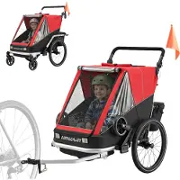AIYAPLAY 2 in 1 Fahrradanhänger & Buggy 2-Sitzer Fahrrad Anhänger für Kinder