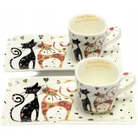 Queen Isabell Elegantes Set zwei Espresso-Tassen 80ml Katzen