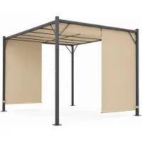 Northio Gartenpergola 3x4M Stahlrahmen mit beigem Sonnendach