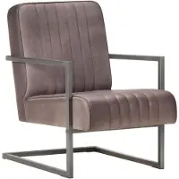 vidaXL Freischwinger Sessel Distressed Braun Echtleder