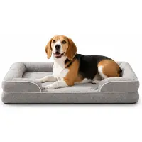 Belviona Memoryfoam Hundebett orthopädisch, gelenkschonend & wasserabweisend mit abnehmbaren Bezug, 97x71x17 cm