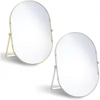 Merkloos Set aus 2 ovalen Make-up-Spiegeln mit Ständer - Gold/Silber Tischmodell